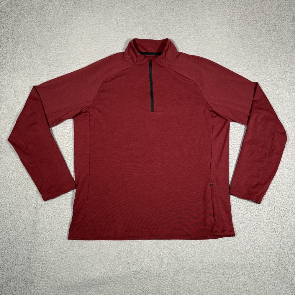 REI Co-Op Shirt Mens Large Burgundy 1/4‎ Zip Pullover Running Wicking Outdoor